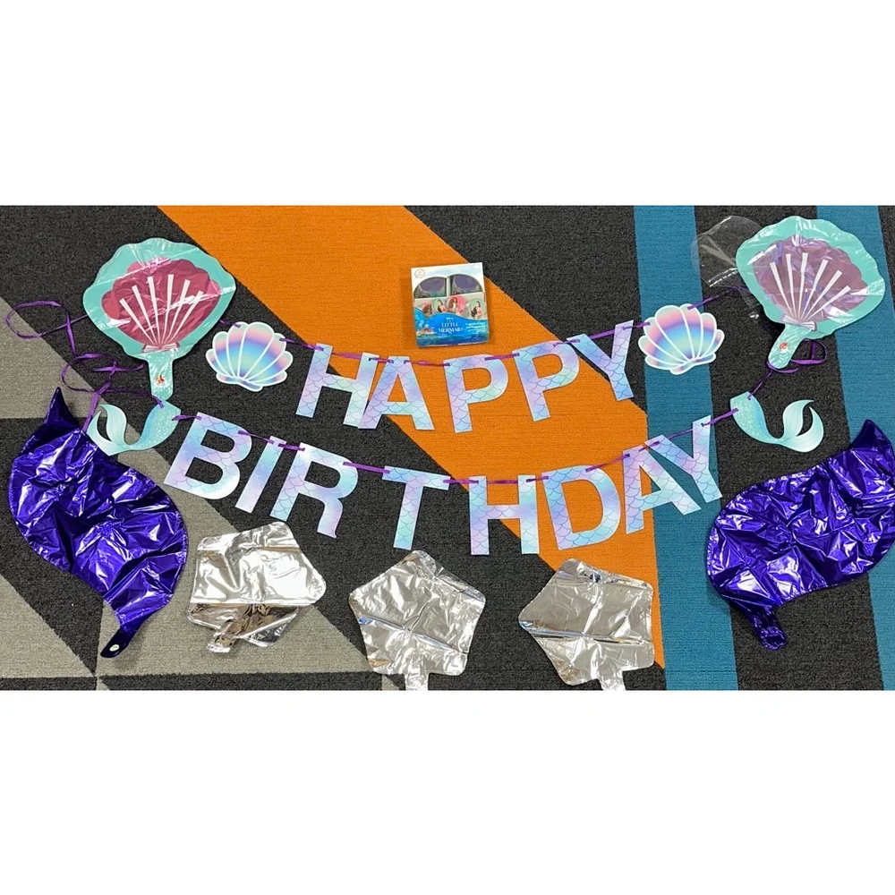 Girls Disney The Little Mermaid Birthday Party Decoration Set Balloons NEW decor